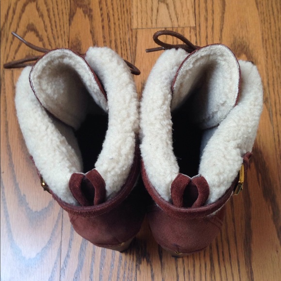 BCBGeneration Brown Suede Platform Lace-up Bootie - Picture 4 of 9